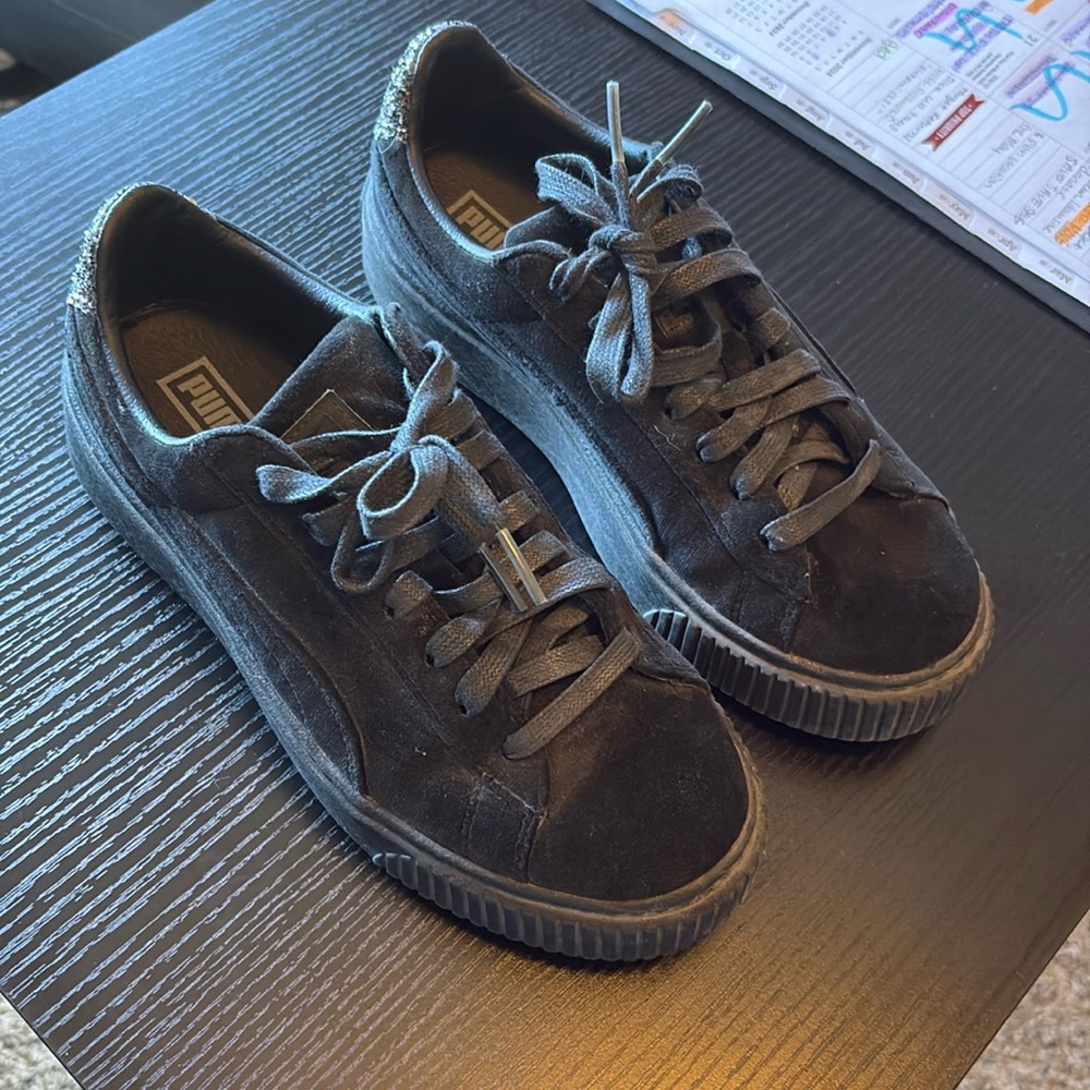 Puma black velvet creepers